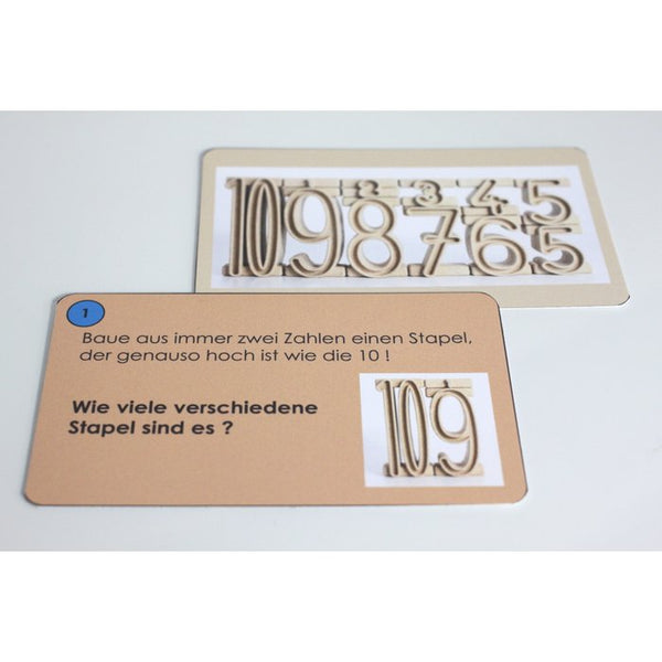 Aufgabenkärtchen für Stapelzahlen