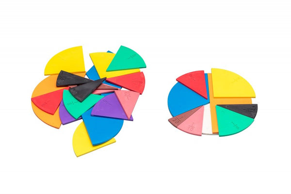 Bruchrechenteile rund (22 Stück) | Bruchrechnen Mathe lernen Schule RE-Plastic®