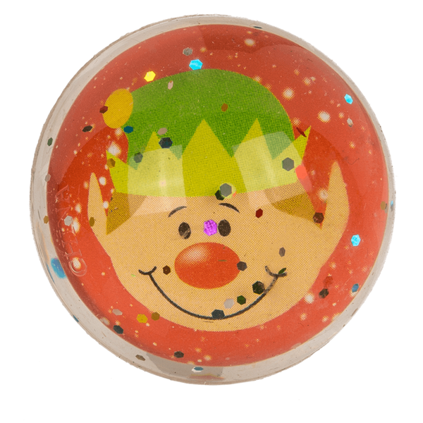 Glitzernder Hüpfball mit fröhlichen Weihnachtsfiguren