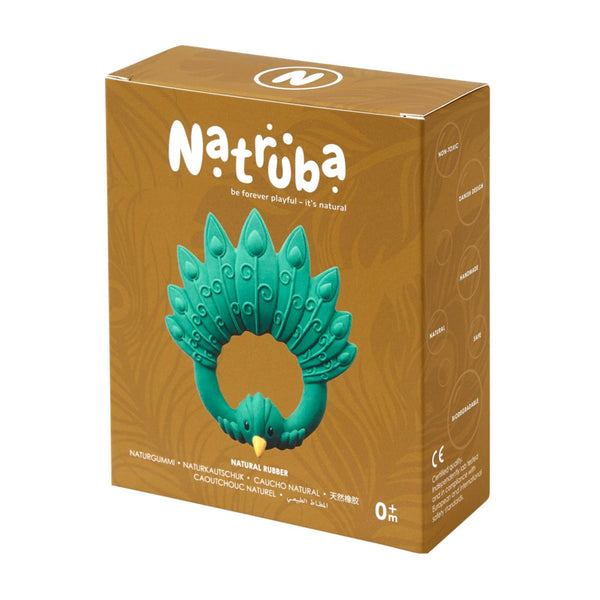 Beißring aus Naturkautschuk Pfau – Grün