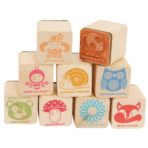 Holzstempel Belobigung 9er Set