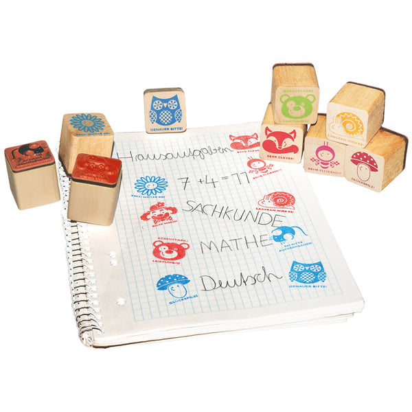 Holzstempel Belobigung 9er Set