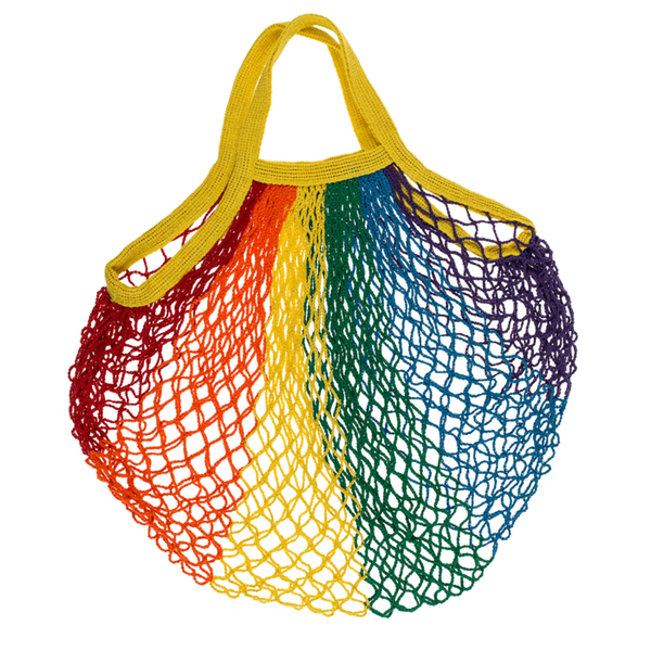 Einkaufsnetz mit Griff in Regenbogenfarben