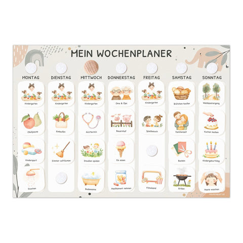 Wochenplaner Kinder inkl. 350 Routinekärtchen | Elefant