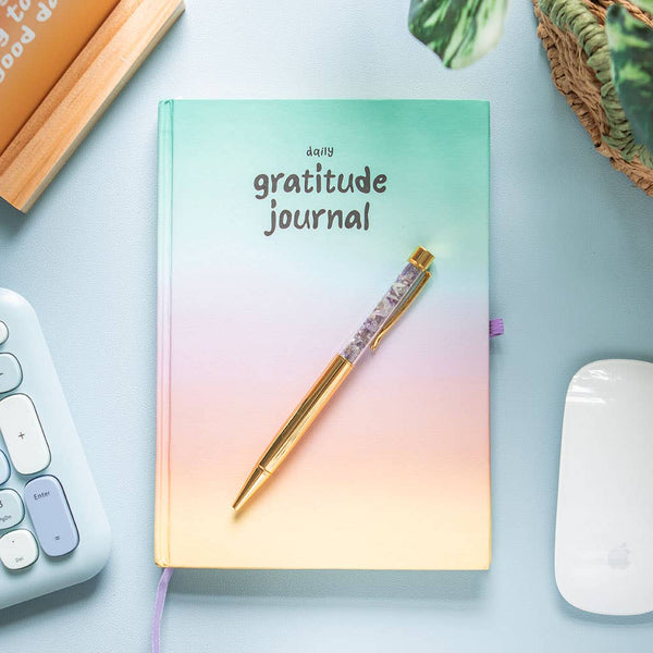 Gratitude Journal - Dankbarkeitstagebuch mit Amethyststift