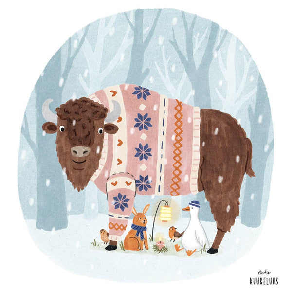 Weihnachtskarte *warm wishes * Bison