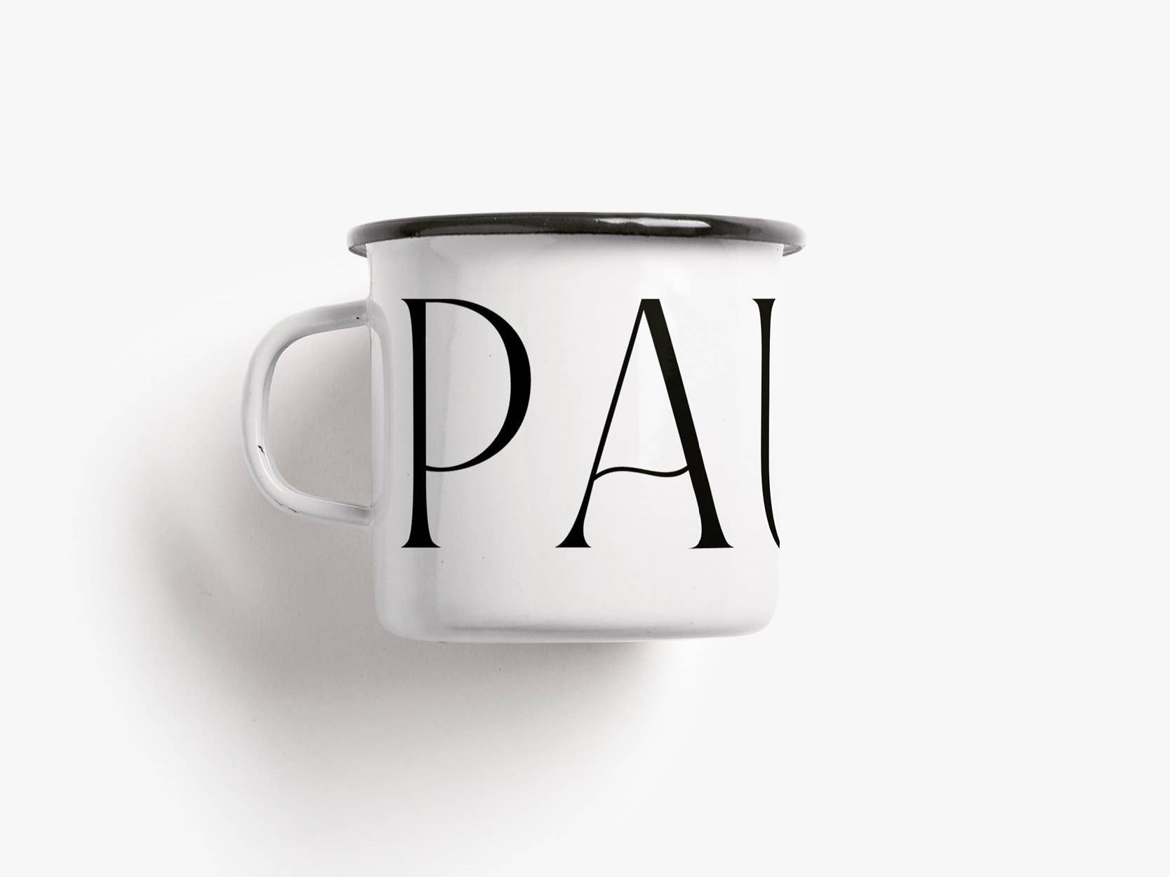 Tasse aus Emaille / Pause