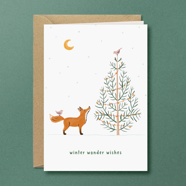 Weihnachtskarte *winter wonder wishes* Waldtiere Fuchs