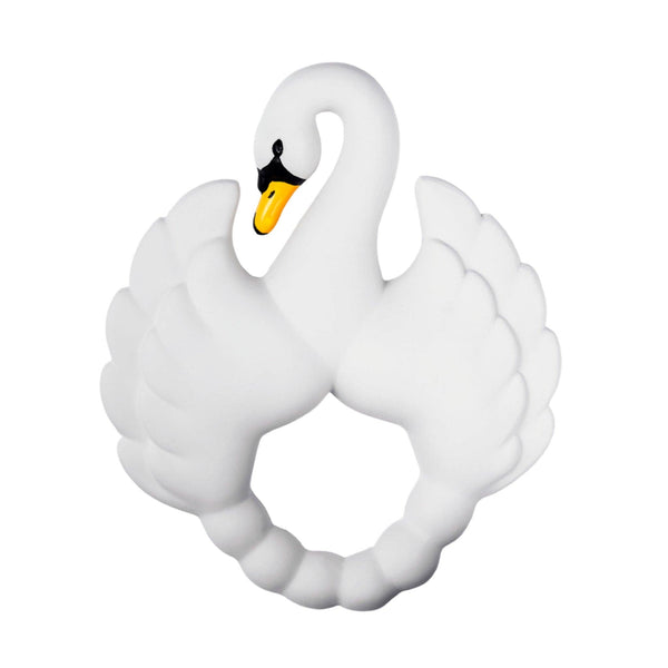 Beißring aus Naturkautschuk Swan - Weiß