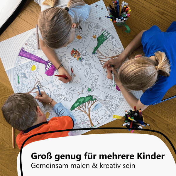 XXL Mandala Tiere | Ausmalposter Kinder | 3 Motive | Ø 65cm