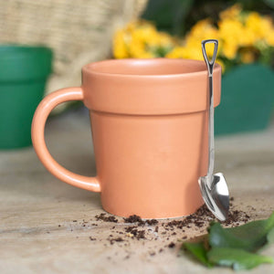 Keramikbecher Blumentopf mit Schaufellöffel