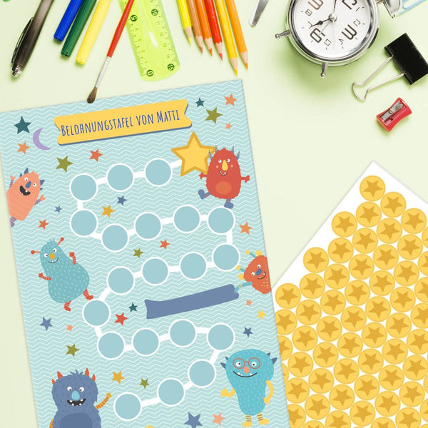 Belohnungstafeln für Kinder 10 Stück - Motiv Monster