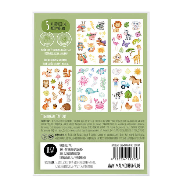 Kindertattoo Set - Tiere - Temporary Tattoos