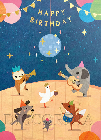 Grußkarte *Happy Birthday* Disco Tiere