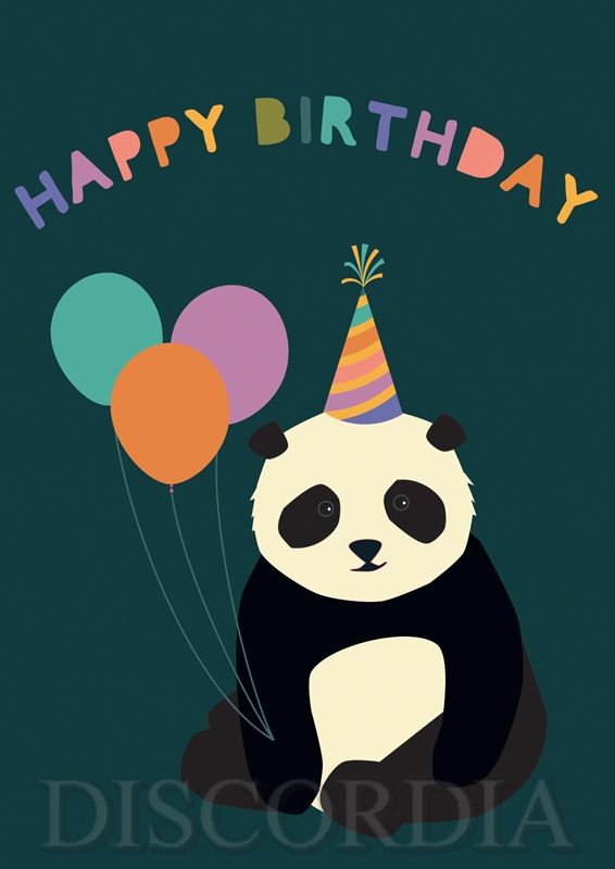 Grußkarte *Happy Birthday* Panda mit Luftballons