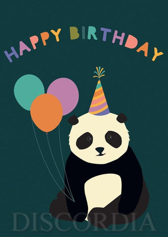 Grußkarte *Happy Birthday* Panda mit Luftballons