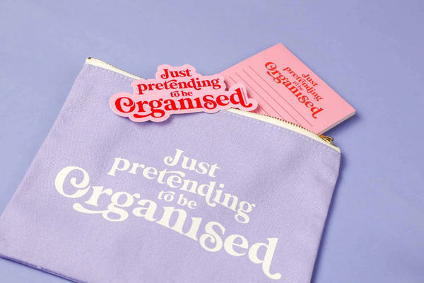 Stoffbeutel "Just pretending to be Organised" Flieder