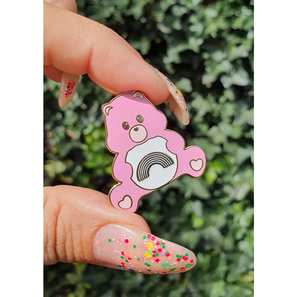 Anstecknadel Care Bear | Glücksbärchi rosa Regenbogen Pin