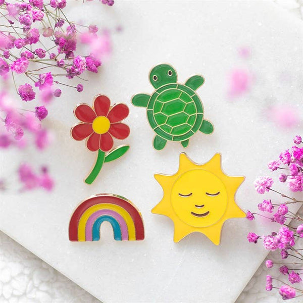 Set mit 2 Regenbogen- und Sonnenpins