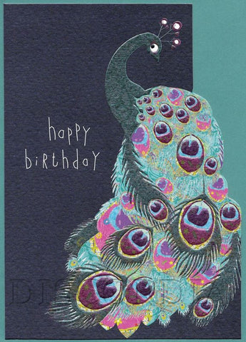 Grußkarte *Happy Birthday* Pfau