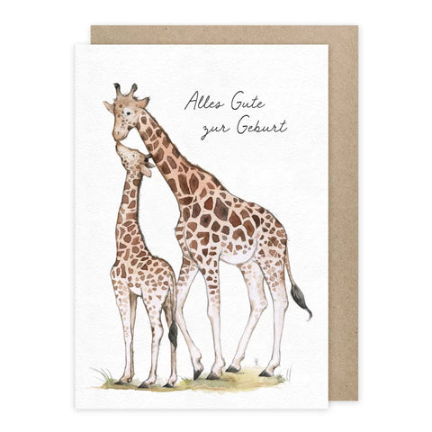 Grußkarte *Alles Gute zur Geburt* Giraffen