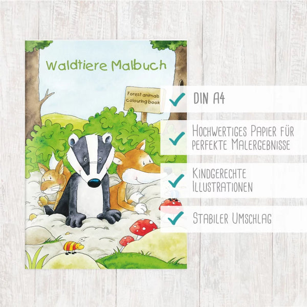 Waldtiere Malbuch A4