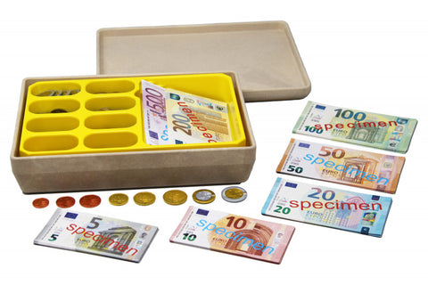 Spielgeldbox 130 Scheine + 160 Münzen - Euro Spielgeld