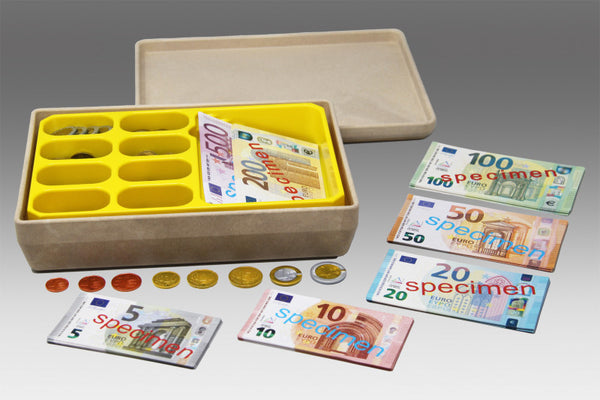 Spielgeldbox 130 Scheine + 160 Münzen - Euro Spielgeld