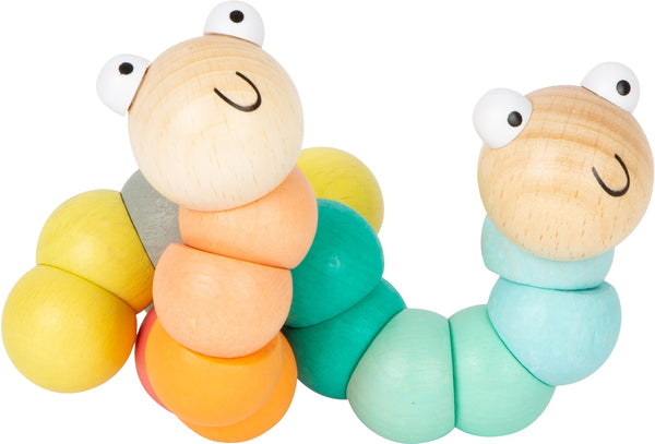 Motorikspielzeug Raupe Pastell mint Holz