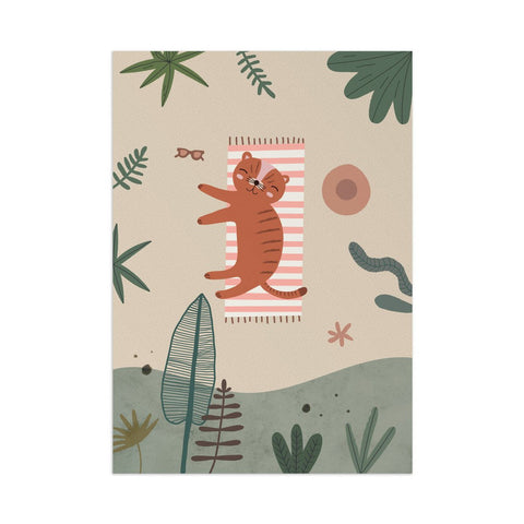 Summer Snoozin' A3 Print | Tiger im Sommer