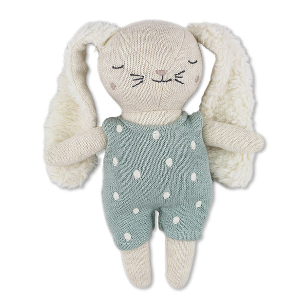 Babyrassel Hase mit Anzug (puderblau ) Biobaumwolle