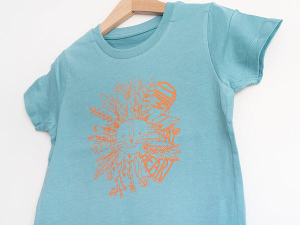 Kinder T-Shirt *WILD AT HEART* Löwe - teal monstera