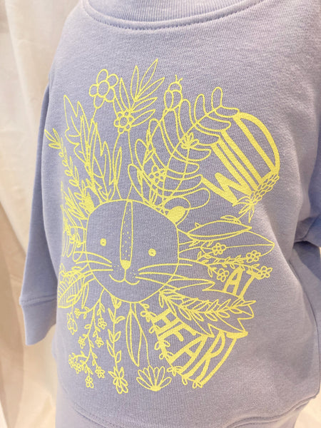 Baby & Kinder Sweatshirt *WILD AT HEART* Löwe - serene blue