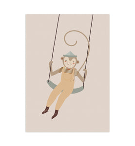 Monkey Swing A3 Print | Affe auf der Schaukel