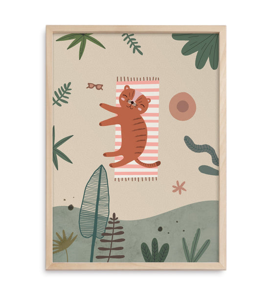 Summer Snoozin' A3 Print | Tiger im Sommer