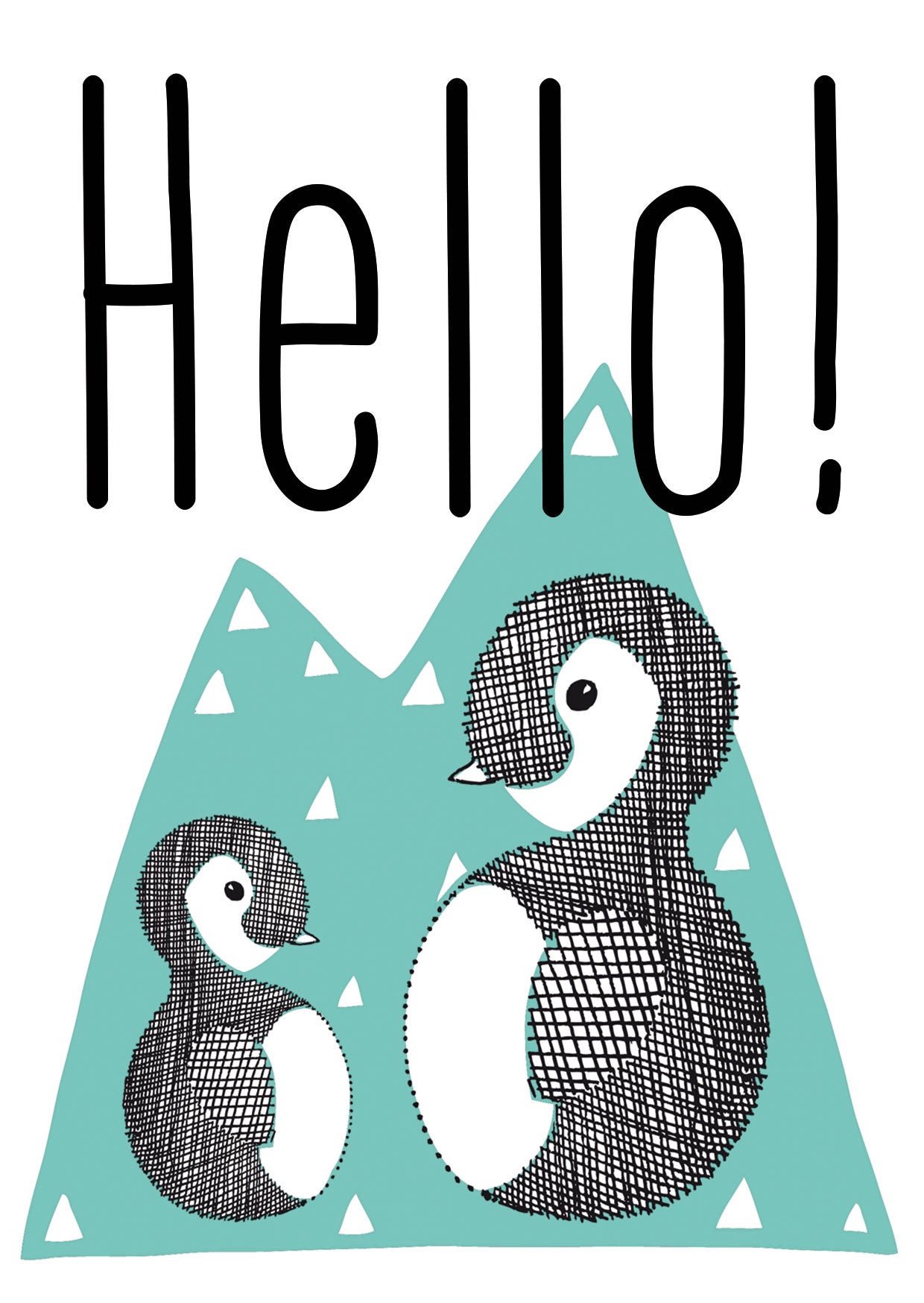 Postkarte Pinguin *Hello*