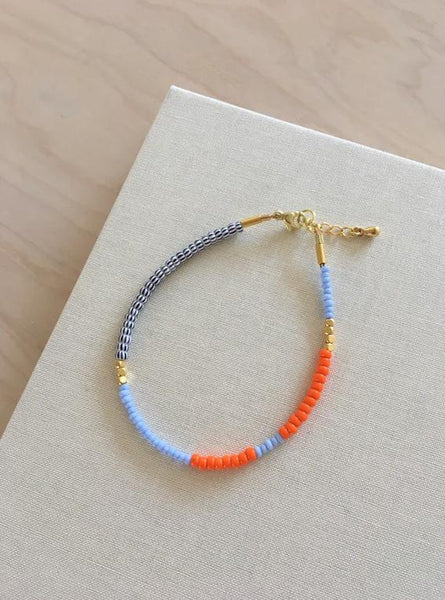 Armband LENTE - light blue - tangerine - black stripes | SAN SAN