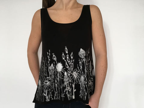 Shirt Blumen schwarz