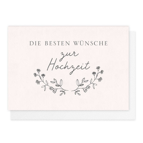 Grußkarte *Die besten Wünsche zur Hochzeit* Blumen