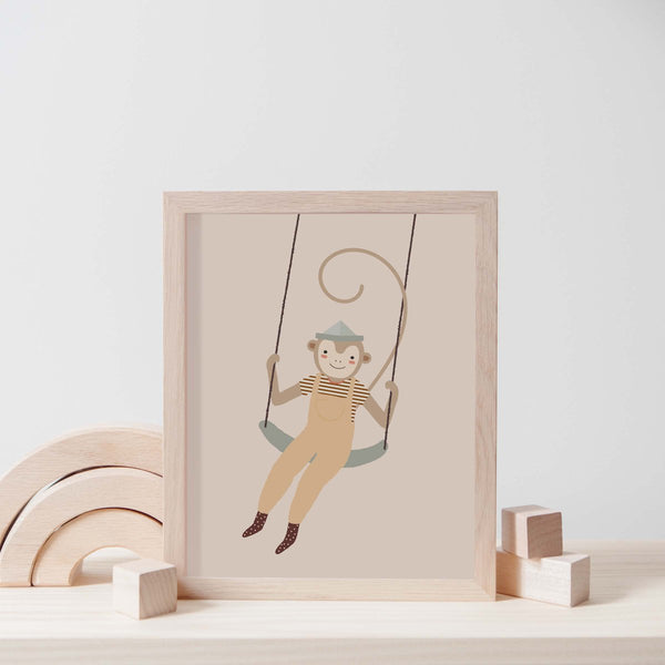 Monkey Swing A3 Print | Affe auf der Schaukel