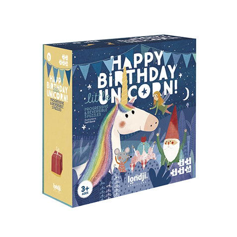 HAPPY BIRTHDAY UNICORN! Einhorn Puzzle doppelseitig | Londji